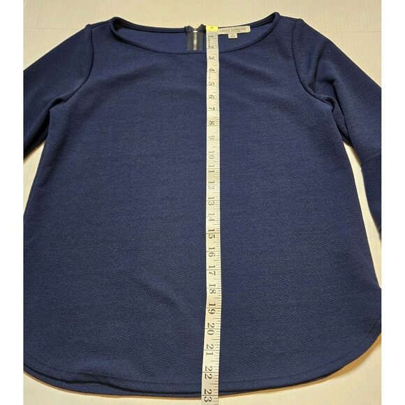 Green Envelope Royal Blue Womens Blouse Bell Sleeve Medium Bohemian Zip Back - Picture 3 of 8